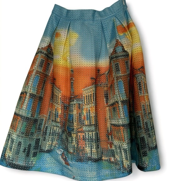 Jacquard A-Line Pleated Midi skirt, size Medium - Picture 7 of 12